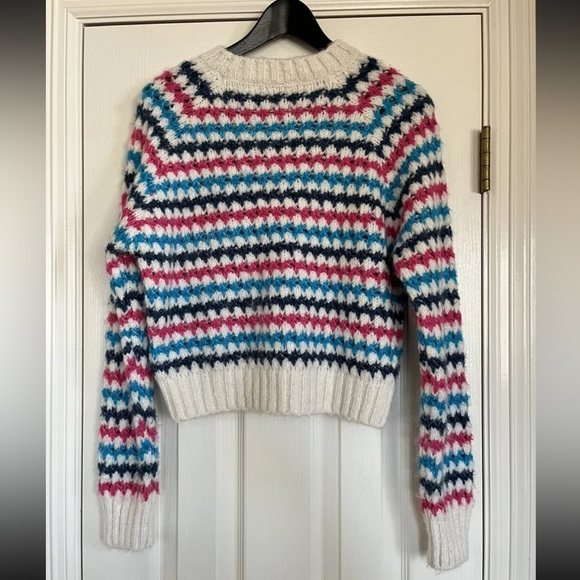 ZARA  Striped Multicolor Sweater Womens Size Small Chunky Knit Pullover Rainbow - Picture 2 of 10